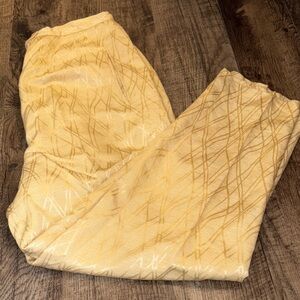 Travis Ayers Pale Yellow Gold Silk Linen Textured Pants Barrel VTG Vintage